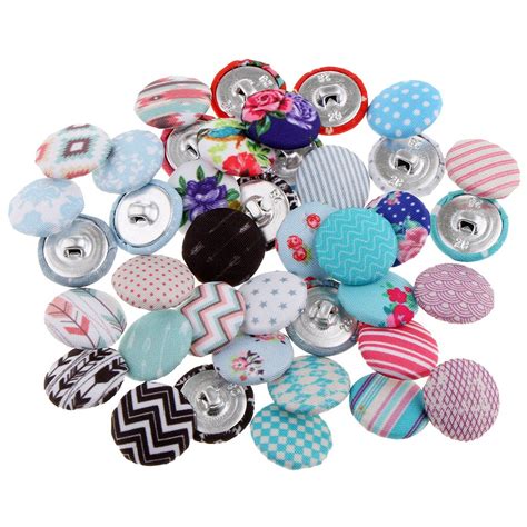 Phenovo 50 Pieces 18mm Fabric Cover Shank Buttons Cloth Button for ...
