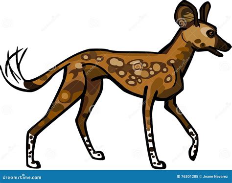 African Wild Dog stock vector. Illustration of lycaon - 76301285