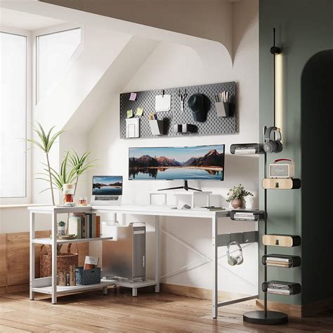 Buy ODK L Shaped Computer Desk with Storage Shelves, 58 inch L-Shaped ...