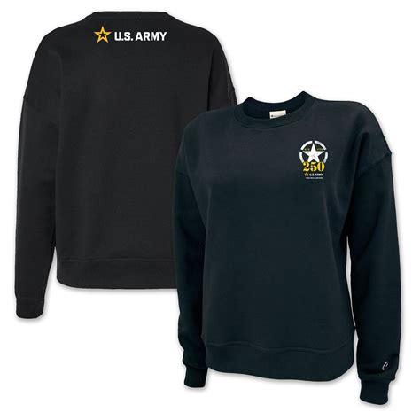 Army 250th Anniversary Champion Ladies Crewneck (Black) - Armed Forces Gear