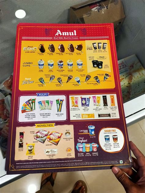 Menu at Amul Ice cream parlour, Cafe and Store, Dewas