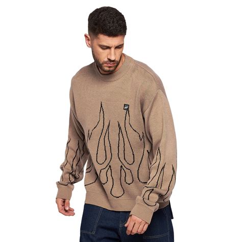 Beige Flames Oversized Sweater | Buy Mens Sweaters | Fugazee – FUGAZEE
