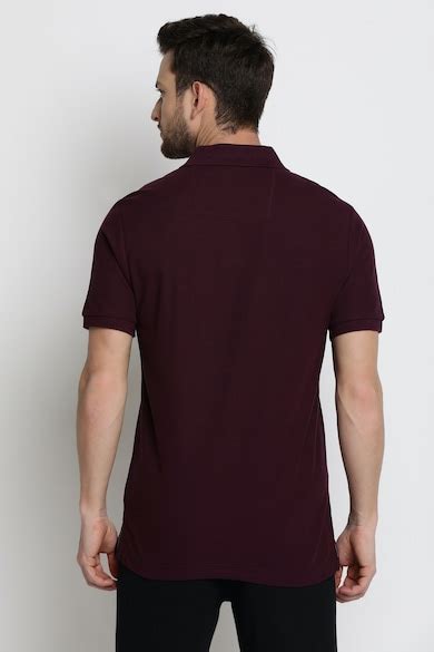 Buy Men Purple Textured Polo Neck T-Shirts Online - 39565572 | Van Heusen