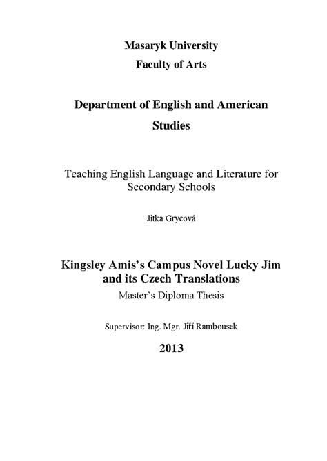 Diploma thesis JG - Masaryk University Faculty of Arts Department of ...