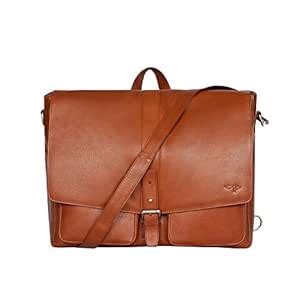 Buy Quick Brown Fox Genuine Leather 15" Laptop Bag for Men Tan at Amazon.in
