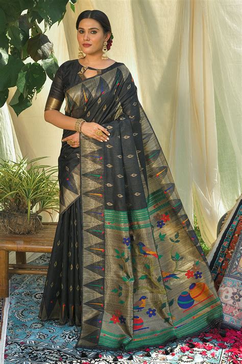 Buy Black Paithani Saree 45285 Online | Karagiri