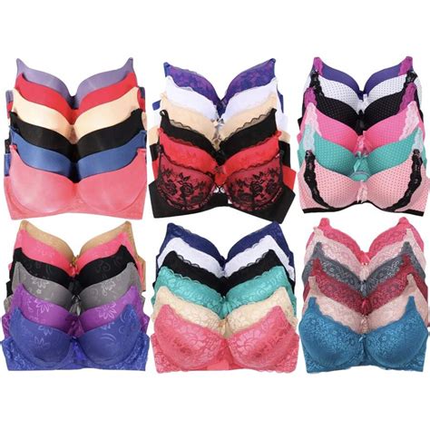 ToBeInStyle Women's Pack Of 6 Random Assorted Print Bras (Sizes 30A To ...
