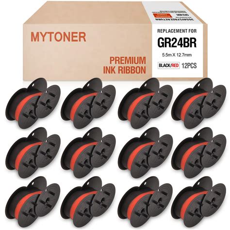 MYTONER 12-Packs GR24 Black and Red Compatible with Spool Ribbon GR24 ...