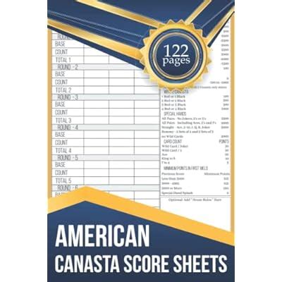 Buy American Canasta Score Sheets: 122 Large Sheets for Classic Canasta ...