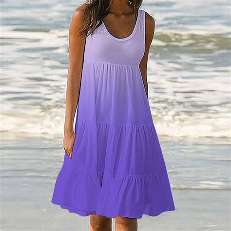 UPPADA Sundresses for Women Sleeveless Cute Mini Dress Tiered Summer ...