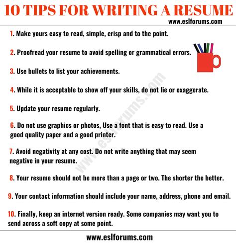 Resume Tips: How to Write a Professional Resume - ESL Forums