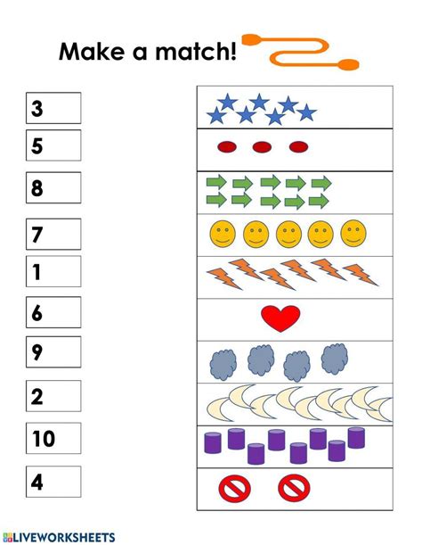 Image result for Matching Numbers Worksheet