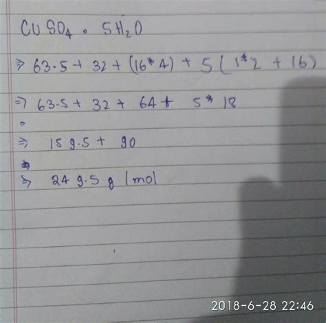 Cuso4 5h2o Molar Mass