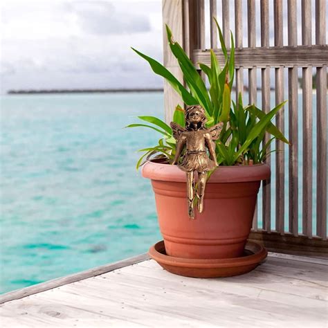 Buy GAOYH Miniature Fairies Flower Pot Hugger, Resin Vintage Bronze ...