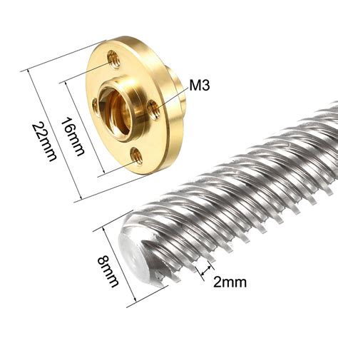 Buy Uxcell 13.78'' x 0.08'' x 0.55'' Screw Rod with Copper Nut for 3D ...