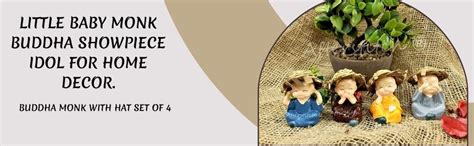 AFTERSTITCH Monk with Hat Set of 4 Baby Hat Monk Buddha Idols Statues ...