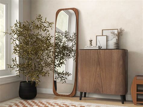 HMR - Mid-Century Rectangle Full Length Floor Mirror Wood Frame 69"x 20 ...