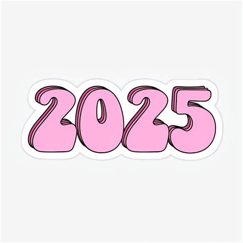 Retro 2025 Bold Pink Bubble Letters Graphic Sticker - Playground
