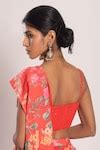 Buy Red Georgette Sequins, Embroidery Asa Pre-draped Floral Print Saree ...