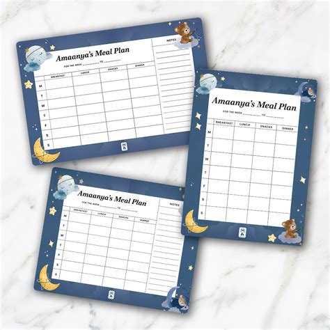 Moonlight Snuggles Kids Meal Planner