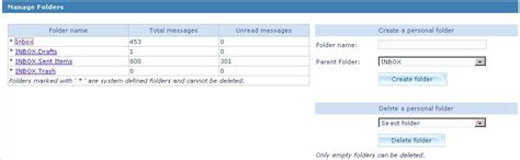 The Manage Folders page will display the statistics (total number ...