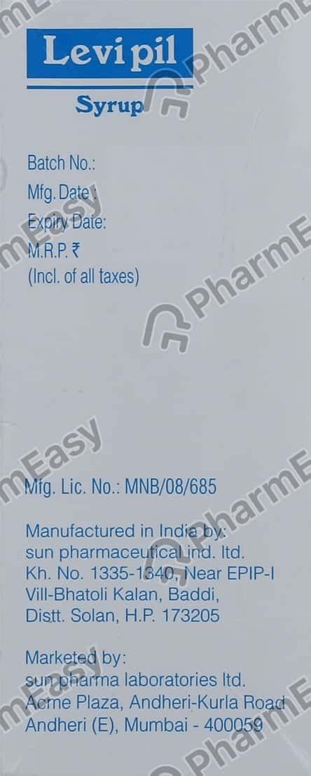 Levipil 100 MG Syrup (100): Uses, Side Effects, Price & Dosage | PharmEasy
