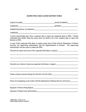 Fillable Online JR-1 Suspected Child Abuse Report Form - SharpSchool ...