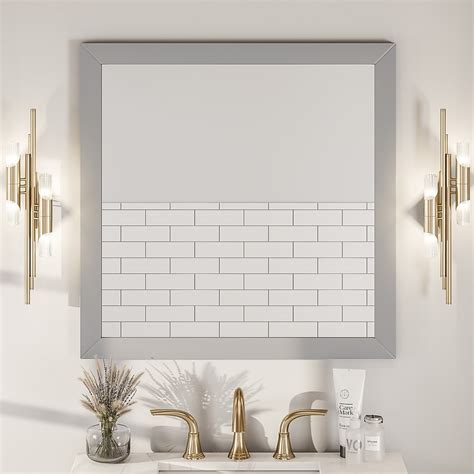 Eviva 30-in W x 30-in H Square Gray Beveled Wall Mirror in the Mirrors ...