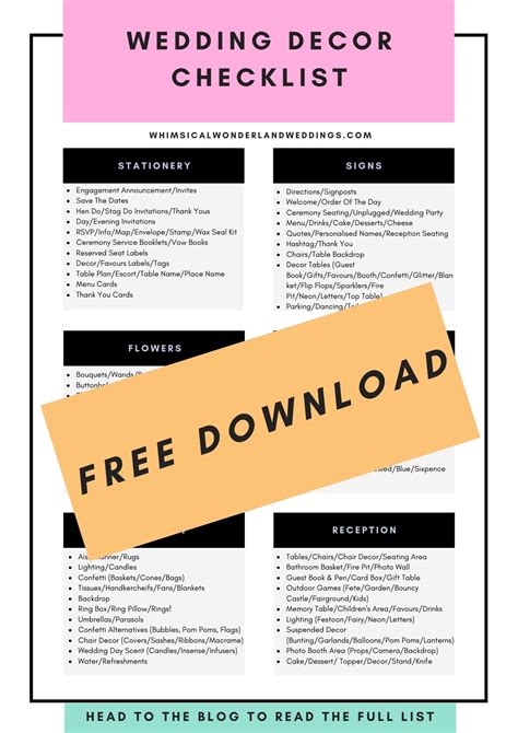 Wedding Decor List Pdf at Ron Edelstein blog