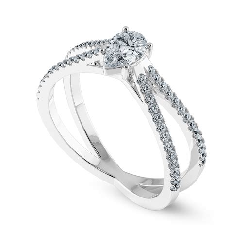 50-Pointer Pear Cut Solitaire Diamond Split Shank Platinum Ring JL PT
