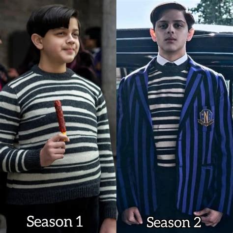 Little Pugsley Addams (Isaac Ordonez), Wednesday Season 1 v. Season 2 ...