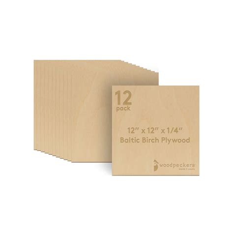 Baltic Birch Plywood, 12 x 12 x 1/4 Inch - 6 mm Craft Wood, Box of 12 B ...