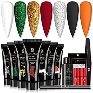 Buy Saviland Poly Nail Gel Kit - 7 Colors Christmas Series Professional ...