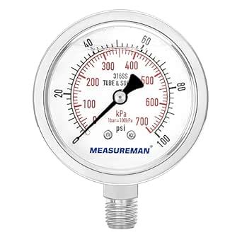 MEASUREMAN Fully Stainless Steel Hydraulic Glycerin Filled Pressure ...