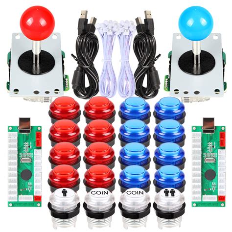 Avisiri 2 Player LED Arcade Buttons and joysticks DIY kit 8 Way ...