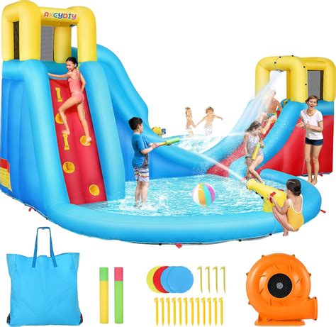 Amazon.com: AKEYDIY Inflatable Water Slide Backyard, Water Park for ...