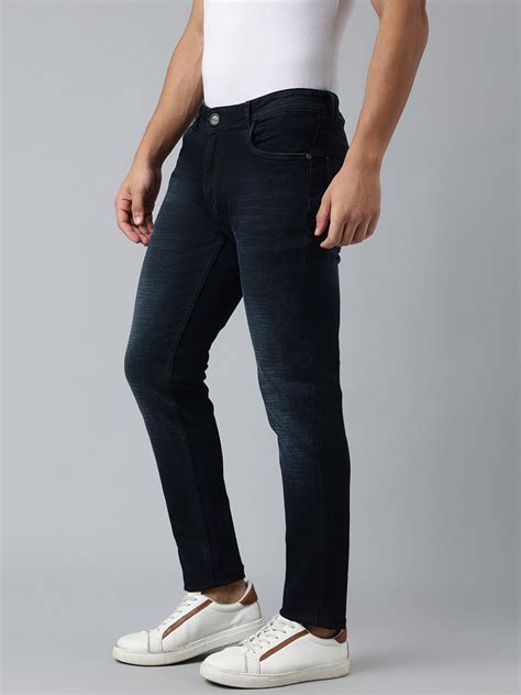men dark indigo slim fit washed mid rise stretchable jeans rlss24d 0015 ...