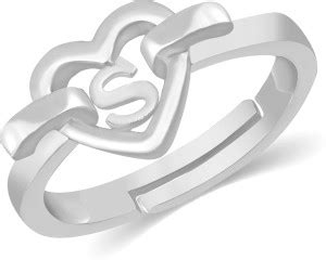 Kanak Jewels Valentine Adjustable Initial Letter S ring for girl Couple ...
