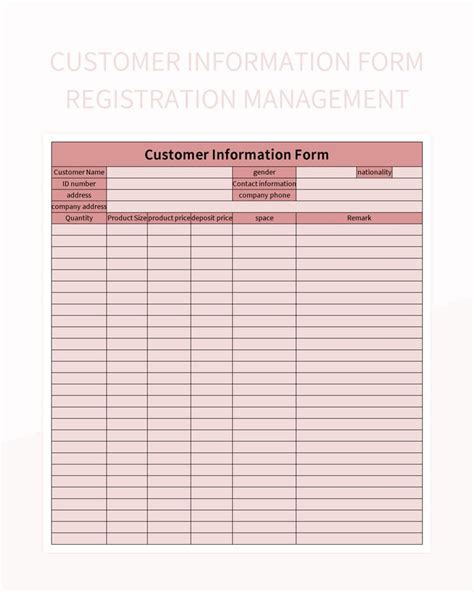 Customer Information Sheet Example 的图像结果
