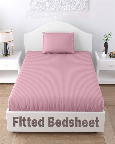 Buy REDROME Cotton 78X36 Inch Single Fitted Satin Stripe Elastic Fitted ...
