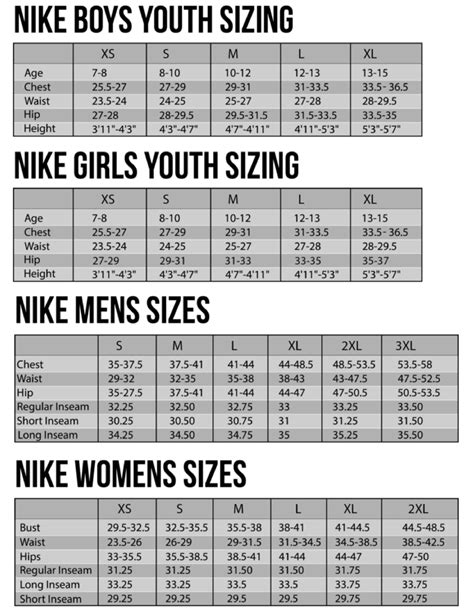 Nike girl size chart. Nike Girls’ Size Chart: Comprehensive Guide to ...