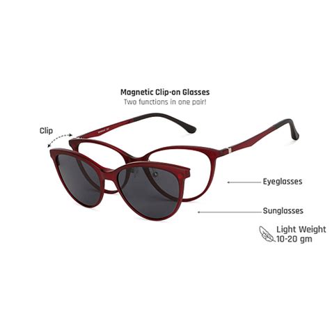 Buy Maroon Transparent Black Grey Solid Full Rim Cat Eye Lenskart Air ...