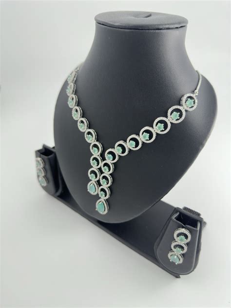 Mint American Diamond Necklace set – Astikya