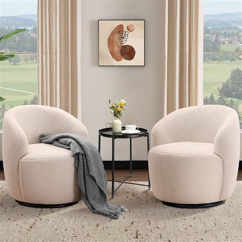 Amazon.com: SLEERWAY Swivel Barrel Chair Living Room Set of 2, Small ...