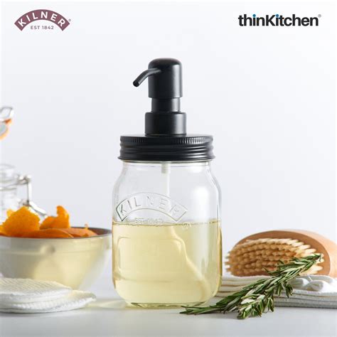 Kilner Liquid Soap & Lotion Dispenser | 500ml Glass Jar with Stainless ...