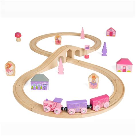 Buy Bigjigs Rail Fairy Figure of Eight Train Set - 35pc Pink Wooden ...