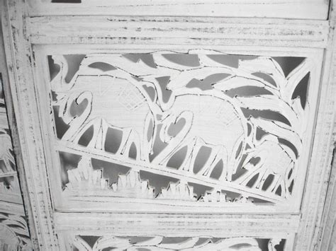 4 Panel Heavy Duty Indian Screen Wooden Elephant Screen Room Divider ...