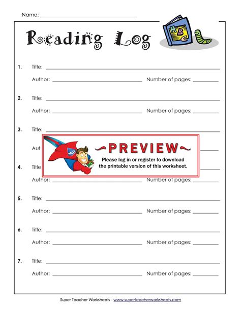 47 Printable Reading Log Templates for Kids, Middle School & Adults