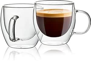 Buy ANKUL Double Walled Insulated Glass Coffee Mugs Set of 2, Double ...