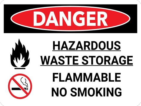Buy Hazardous Waste Storage Flammable No Smoking Landscape with Icon ...